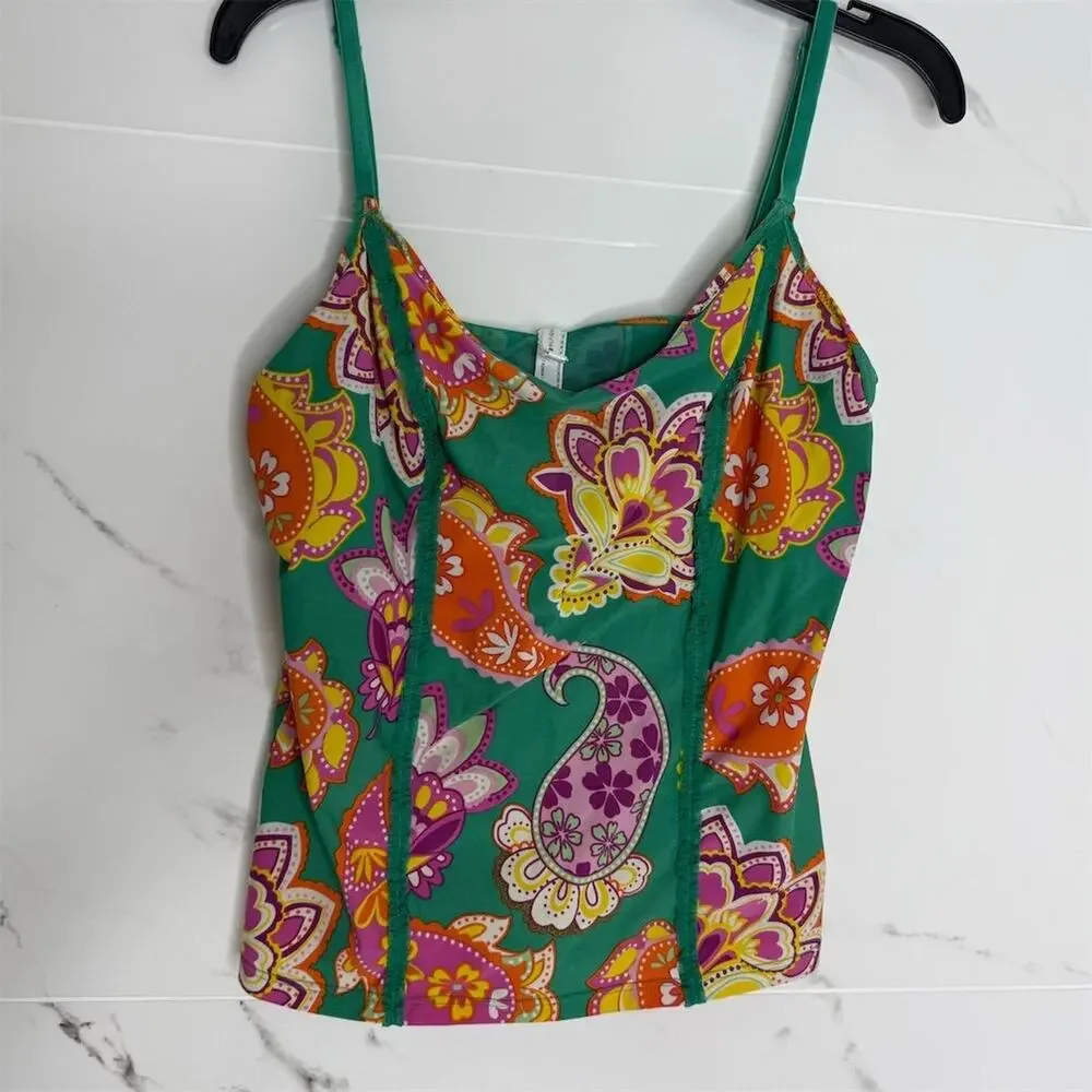 Tommy Hilfiger Women's Paisley Tankini Top Size M Multicolor